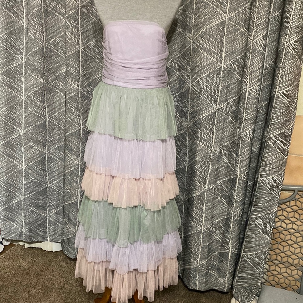 ASOS by Anaya WITH love, multicolored tulle tiered Maxi Dress, size 10